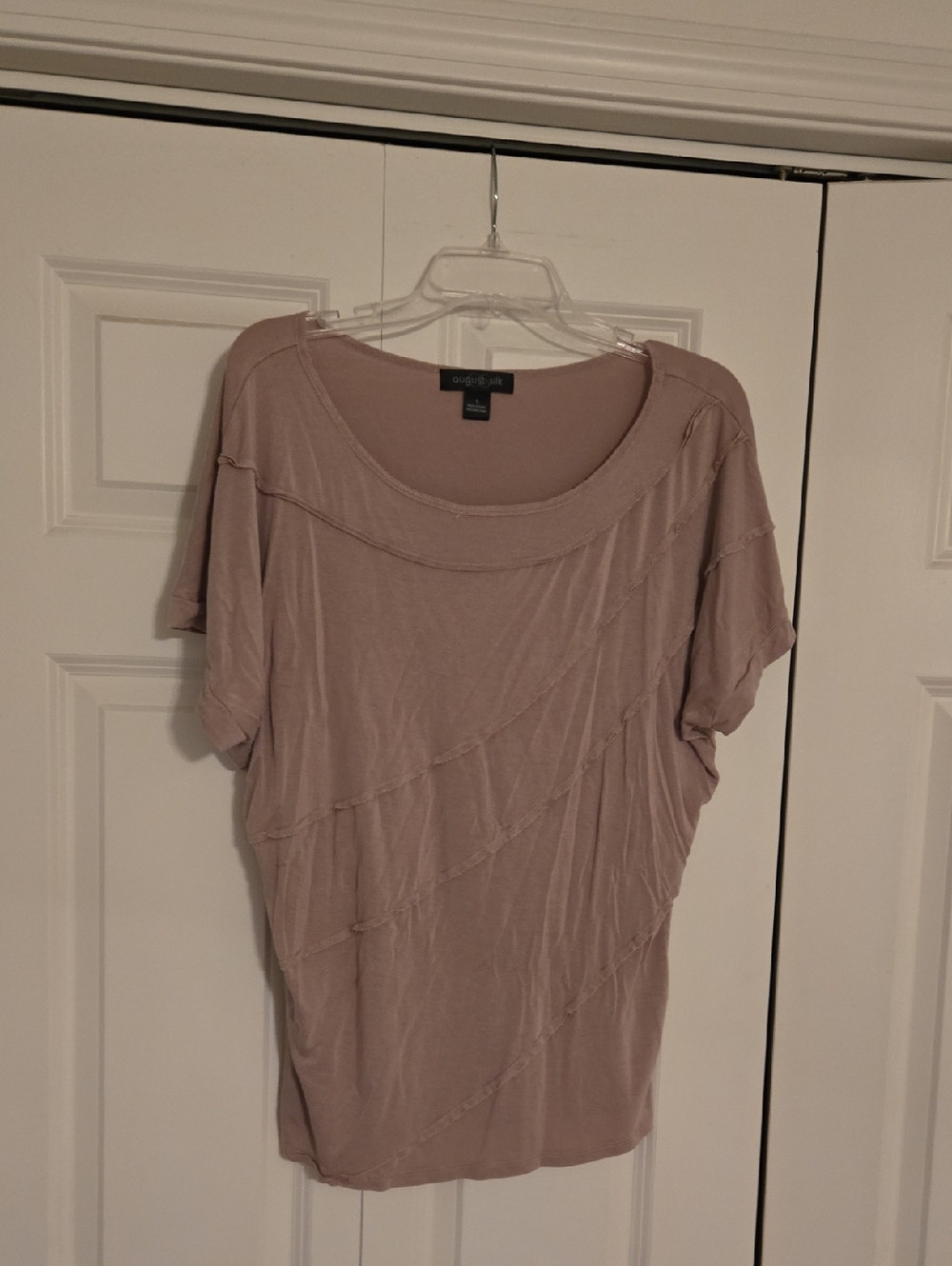August Silk Diagonal Seam Short Sleeve Top
